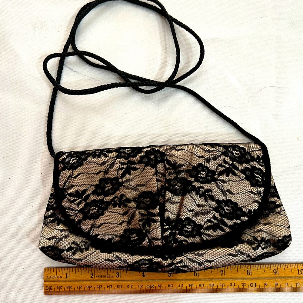 Black lace with ivory base evening bag